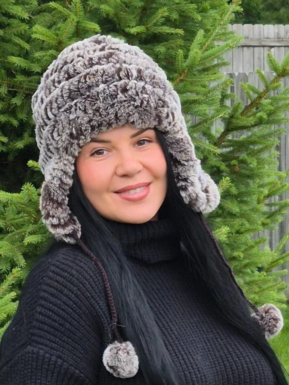 Brown Real Rex Rabbit Fur Hat, Unisex Winter Earflap Hat